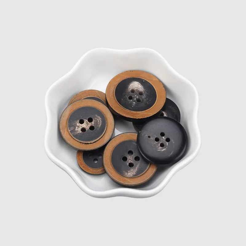 18 - 28mm Round 4 Hole Black Horn Buttons for Vintage Suit Jackets and Trench Coats 2PCS