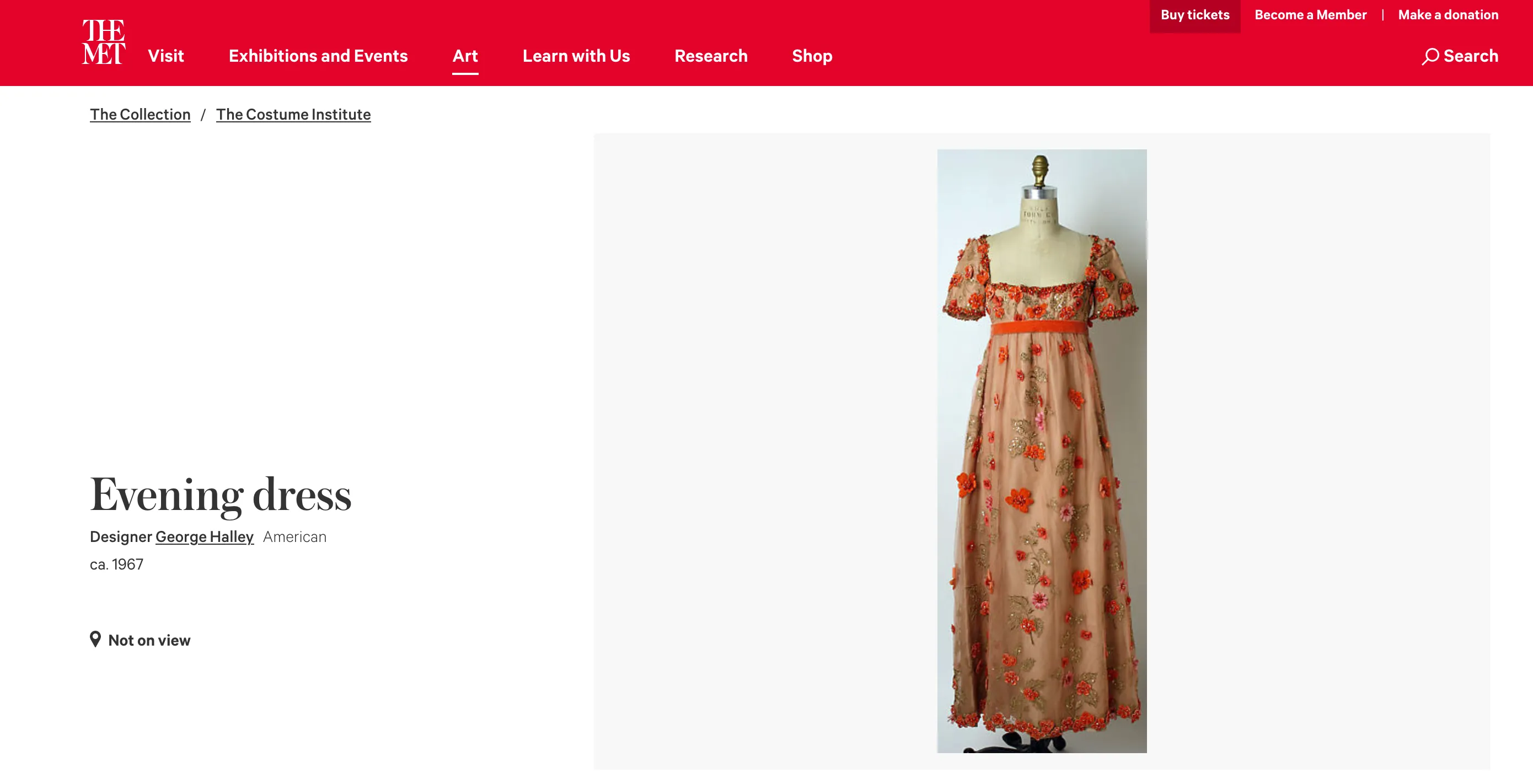 1967 George Halley Couture Heavily Embroidered Appliqué Rhinestone Pink Empire Dress
