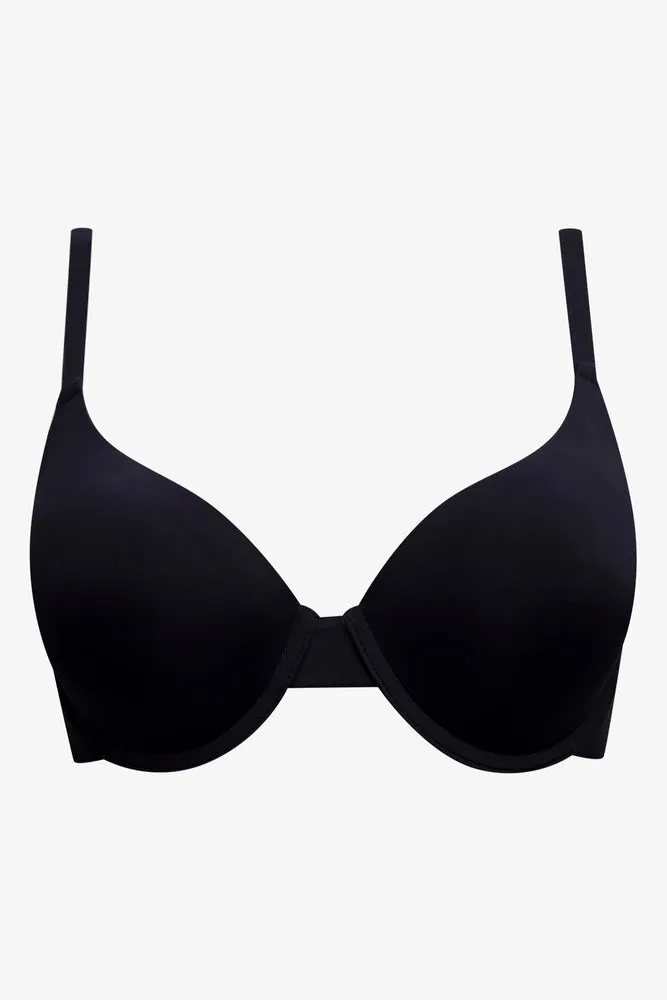 2 Pack Smooth Bonded Wing T-Shirt Bras Black And Natural