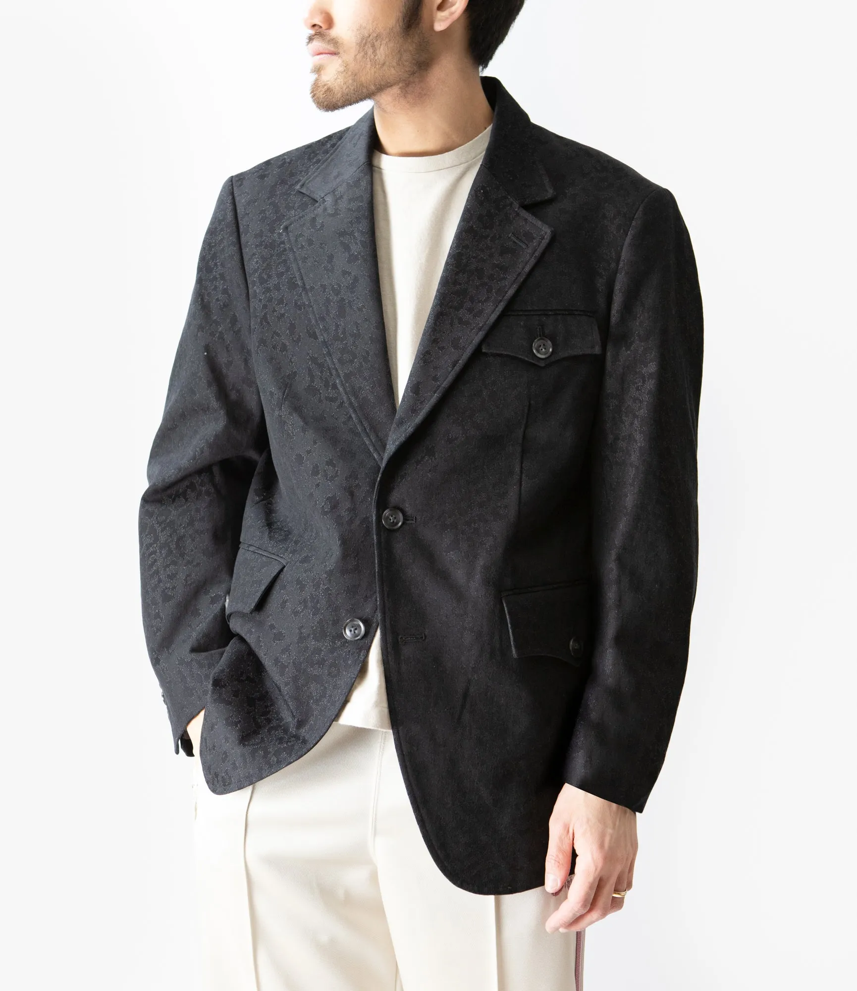 2B Jacket – Black Leopard Print Jacquard Cotton