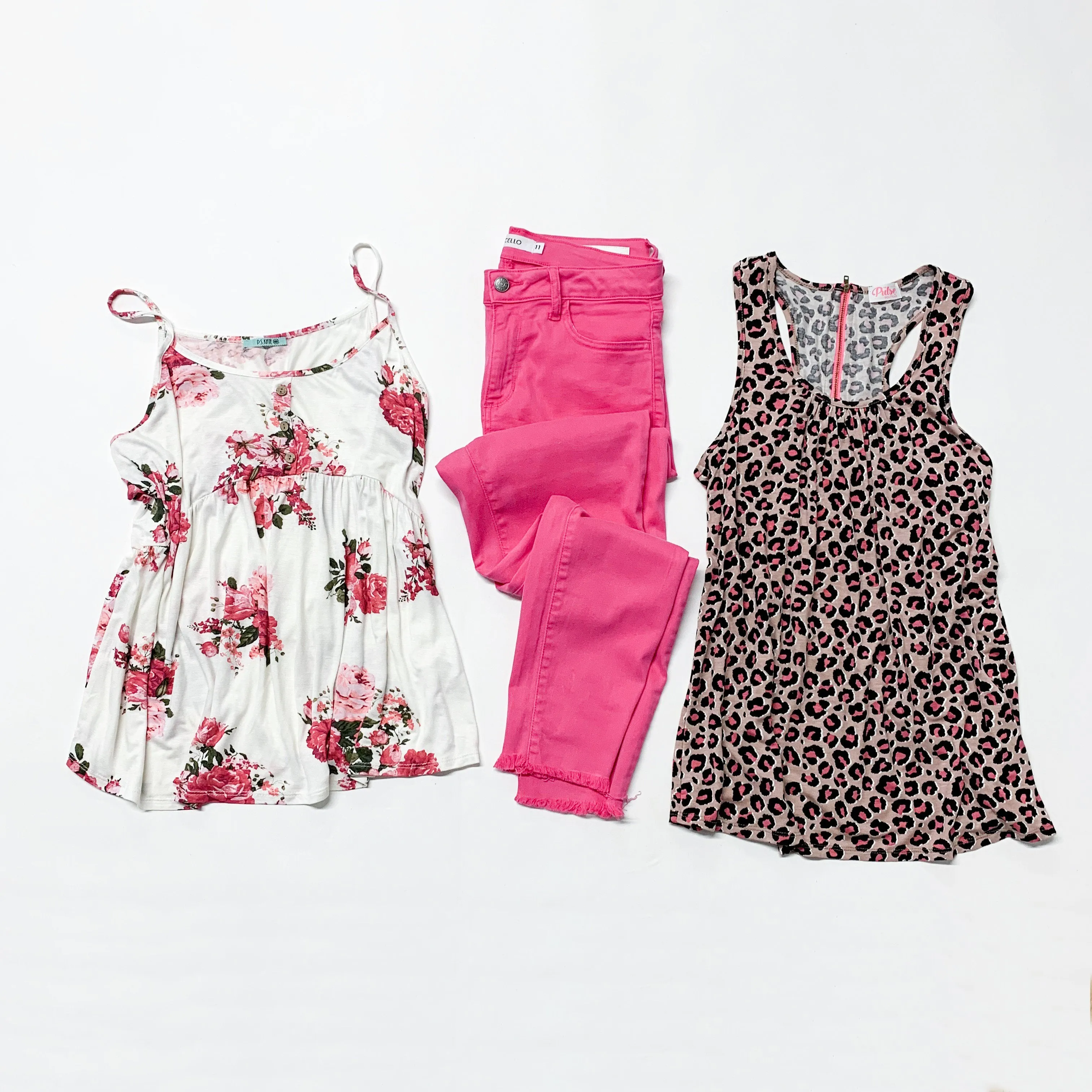 3 Button Floral Babydoll Tank Top- Ivory