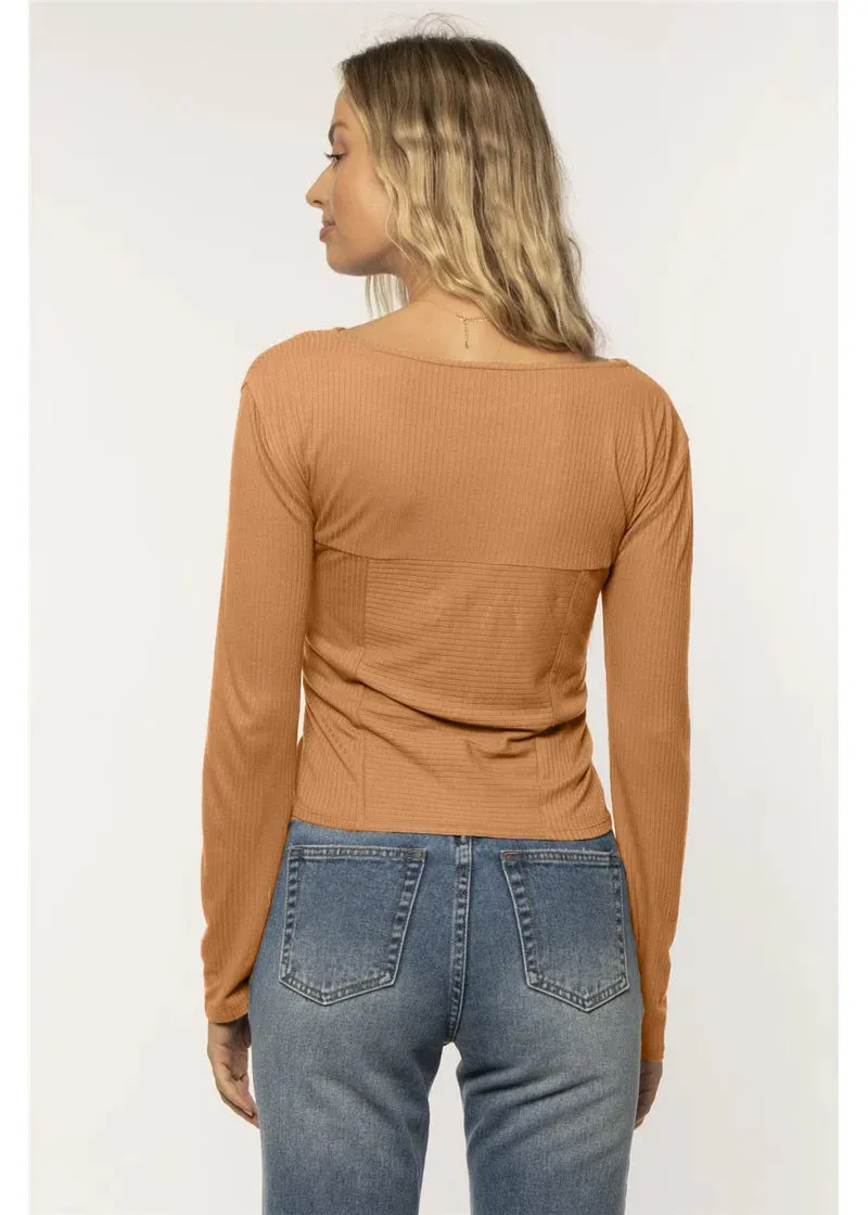 Amuse Karli LS Knit Top TOFFEE