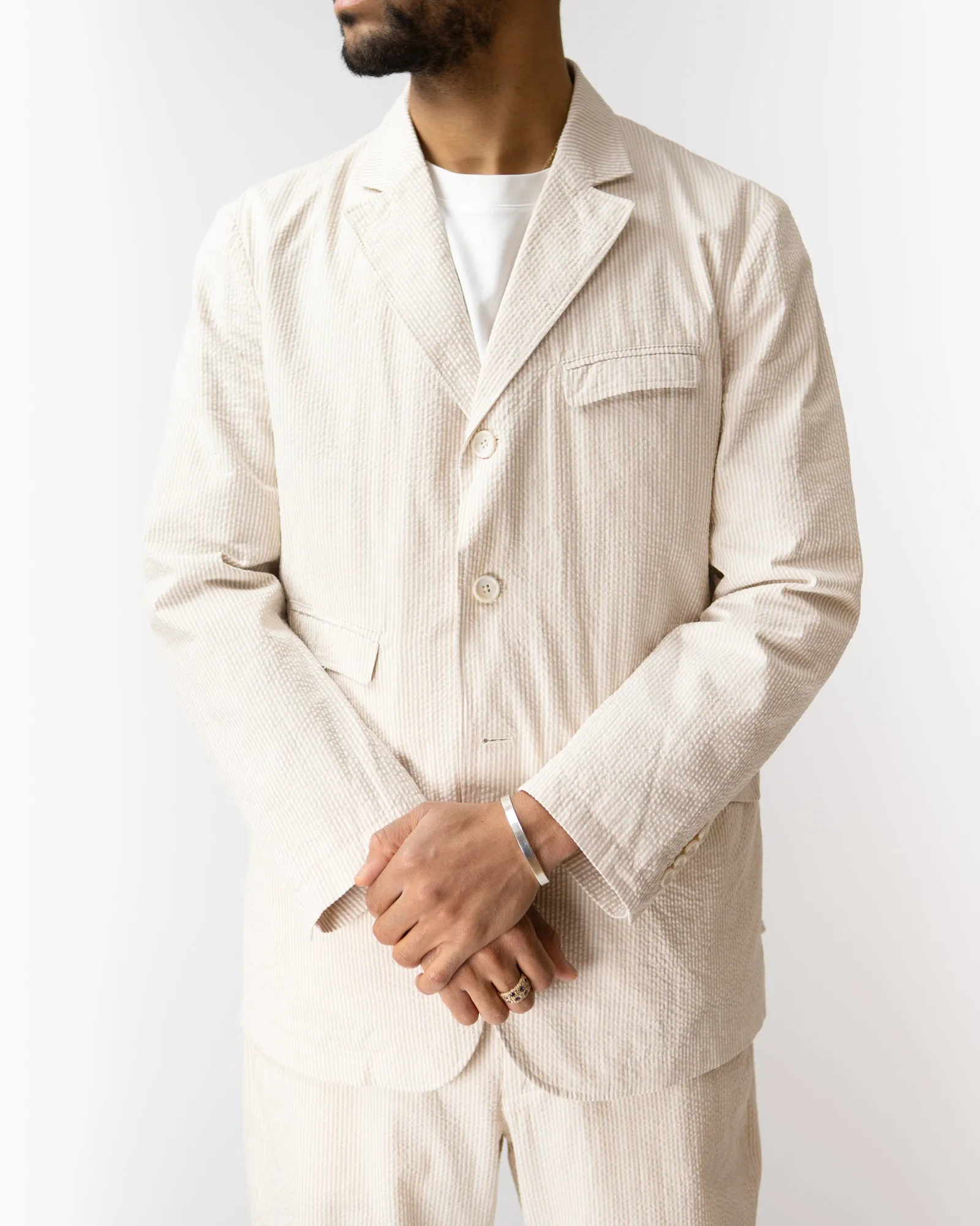 Andover Jacket – Beige Stripe Cotton Seersucker