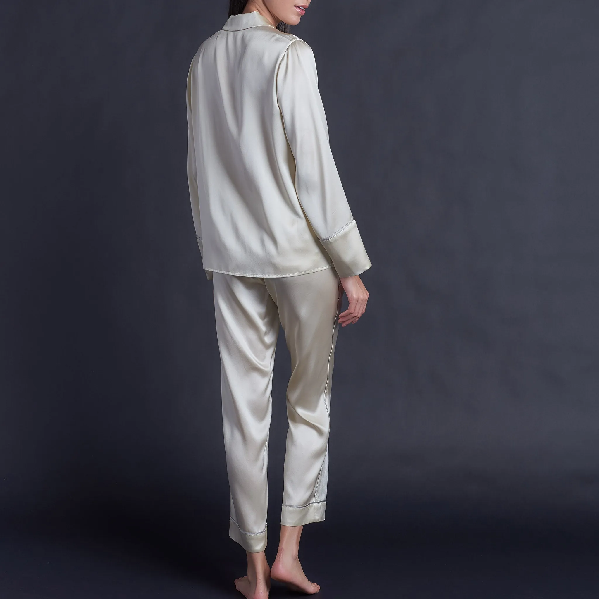 Annabel Pajama Top in Pearl Silk Charmeuse