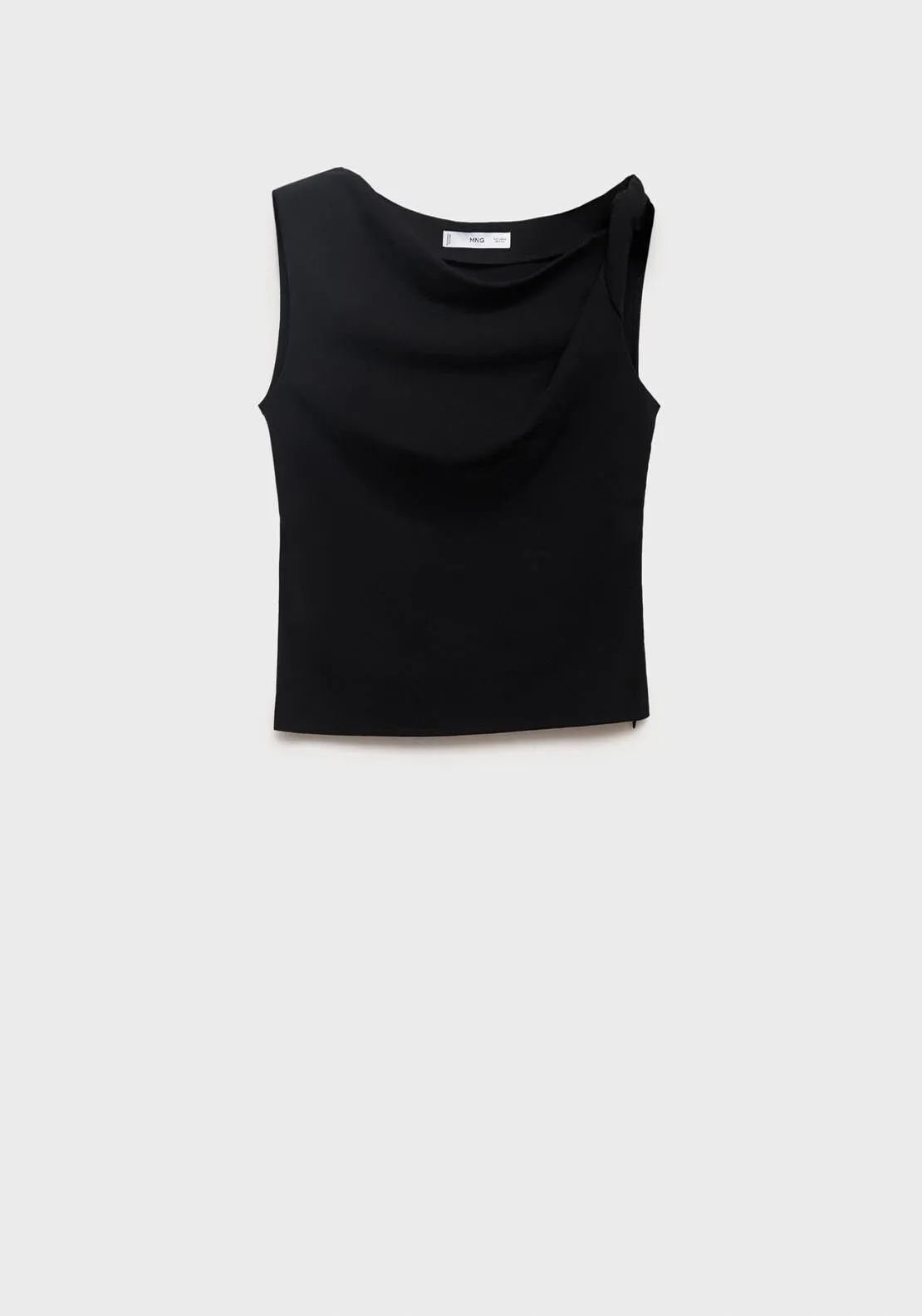 Asymmetrical Draped Top With Straps - Black