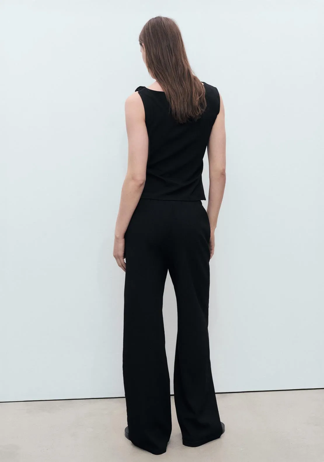 Asymmetrical Draped Top With Straps - Black