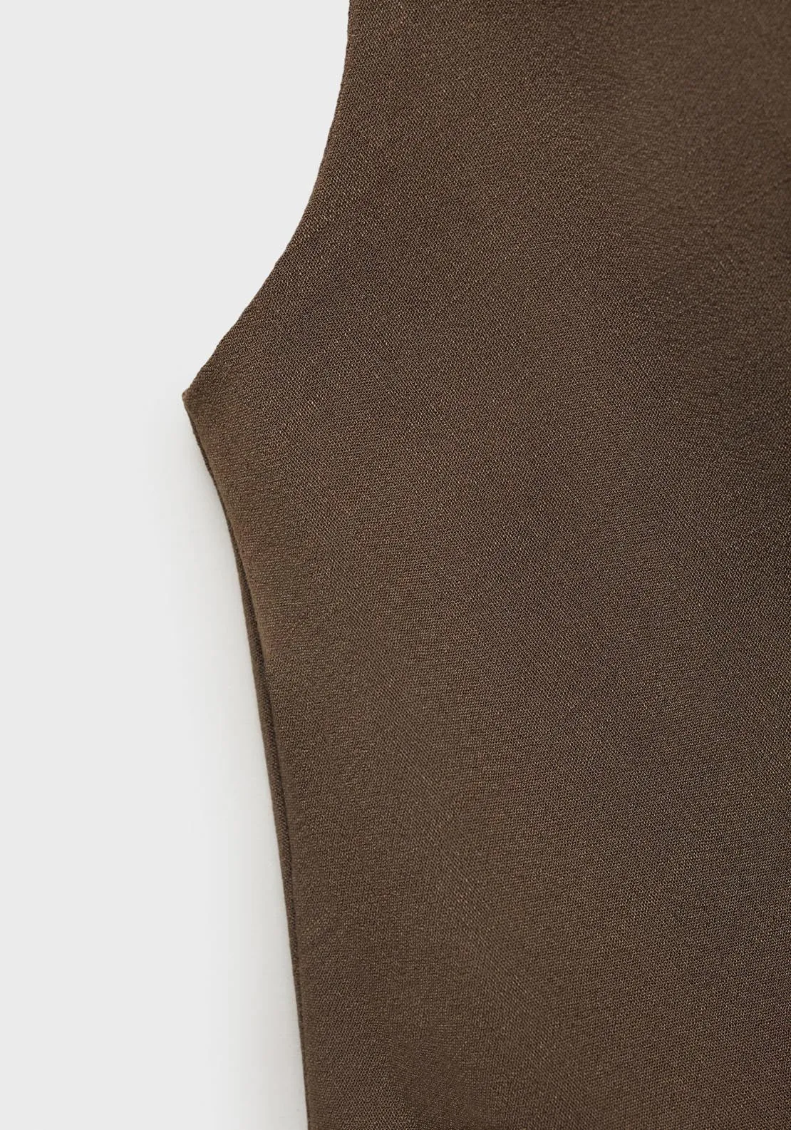 Asymmetrical Draped Top With Straps - Brown
