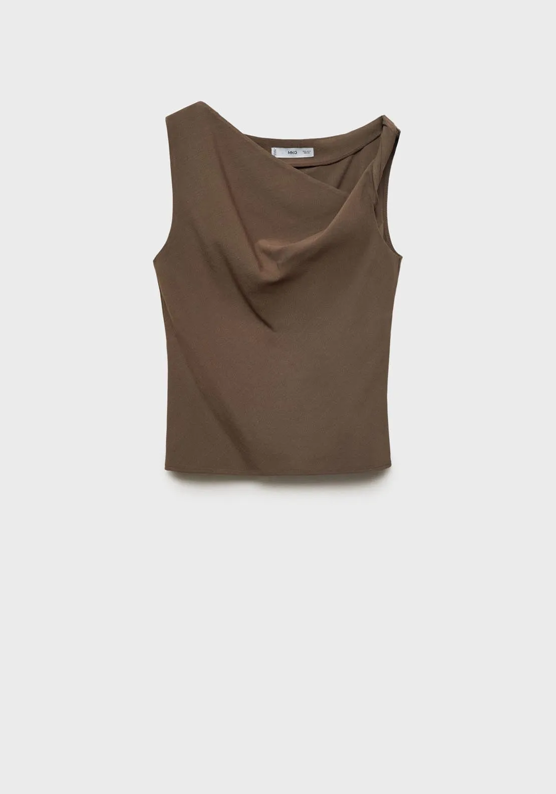 Asymmetrical Draped Top With Straps - Brown