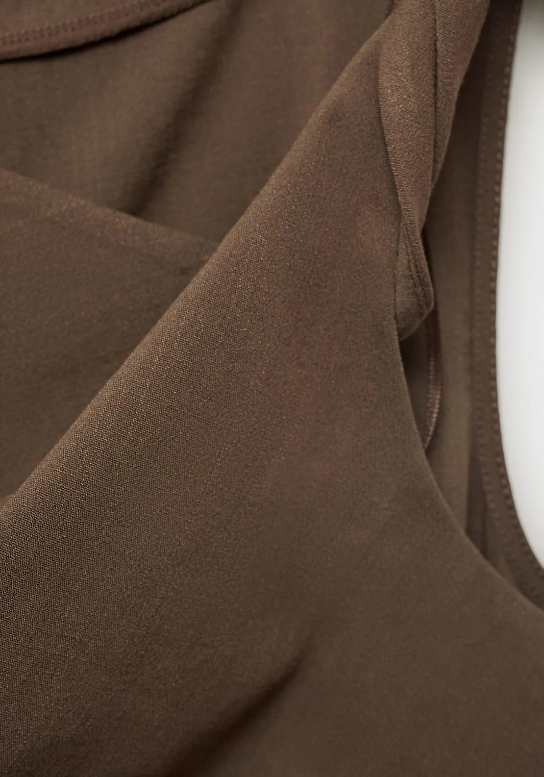 Asymmetrical Draped Top With Straps - Brown