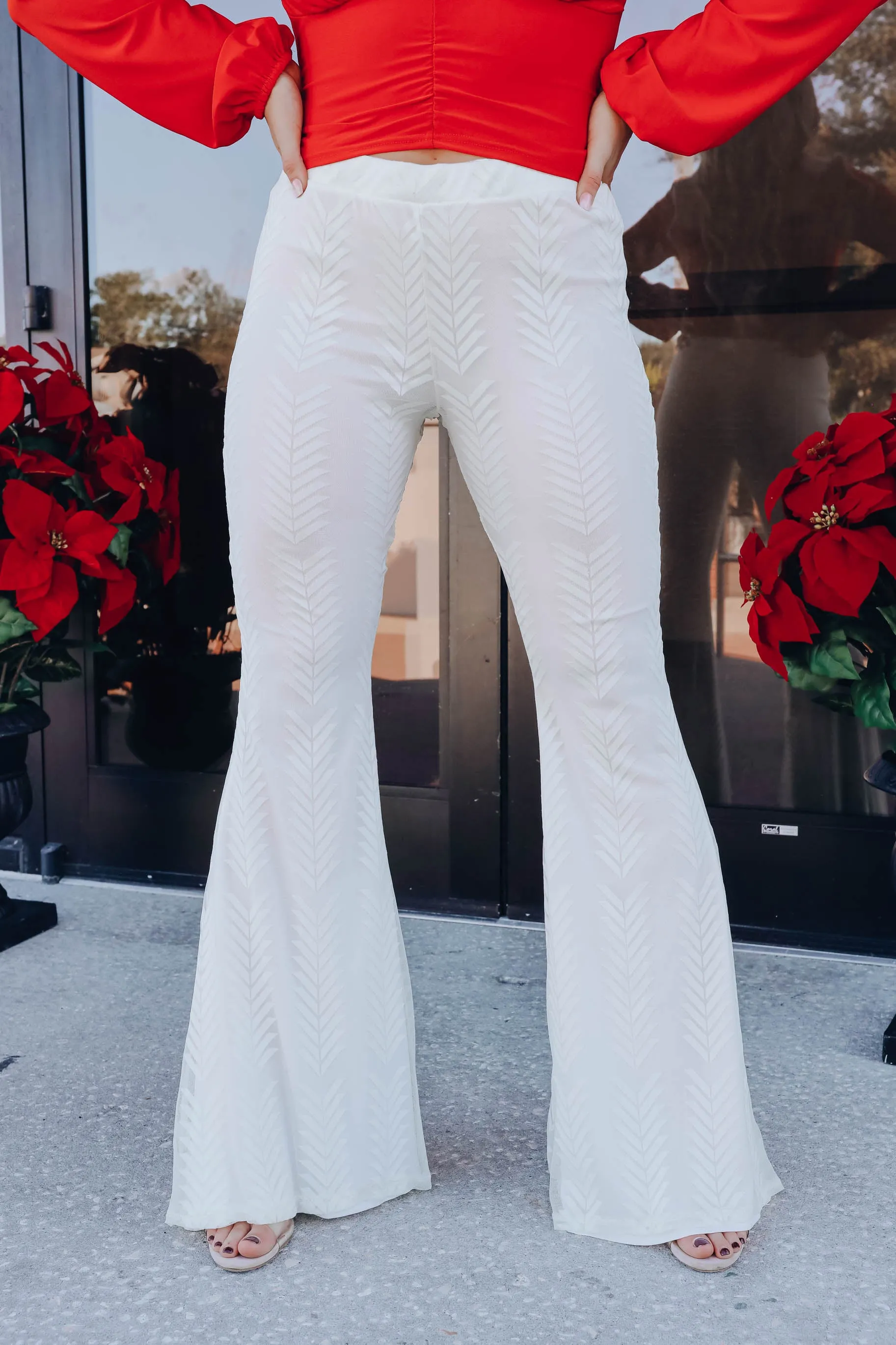 Aztec Lace Flare Pants - Ivory
