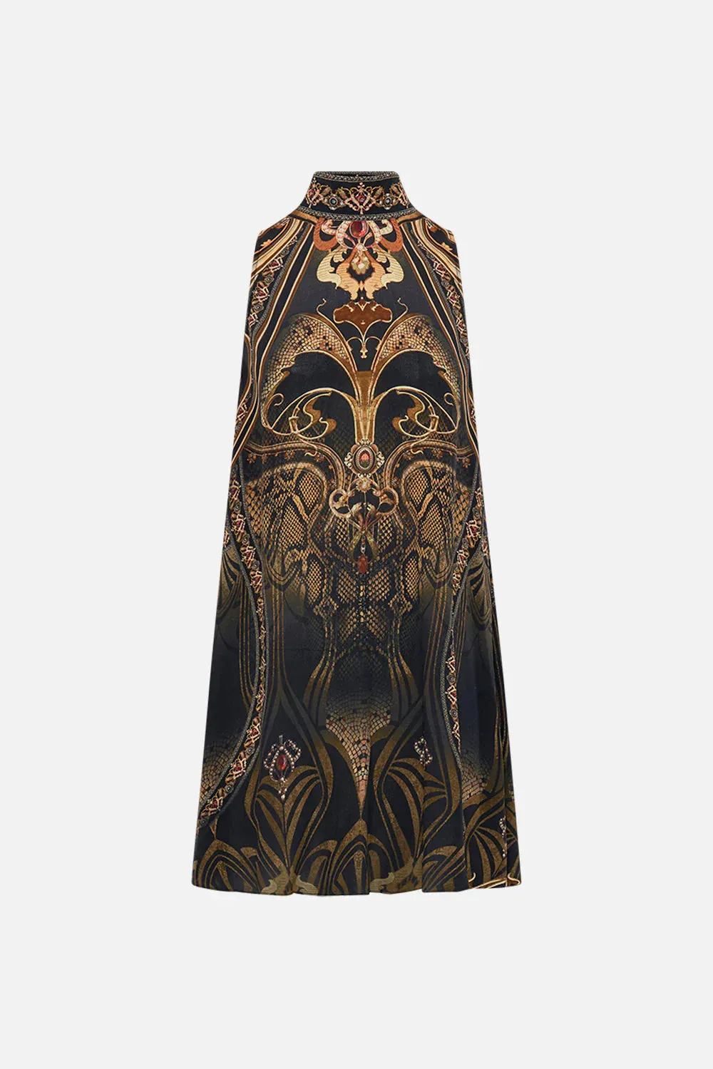 Back Neck Tie Short Dress - Nouveau Noir