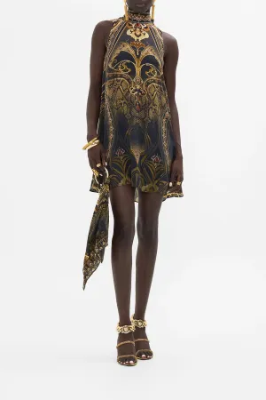 Back Neck Tie Short Dress - Nouveau Noir