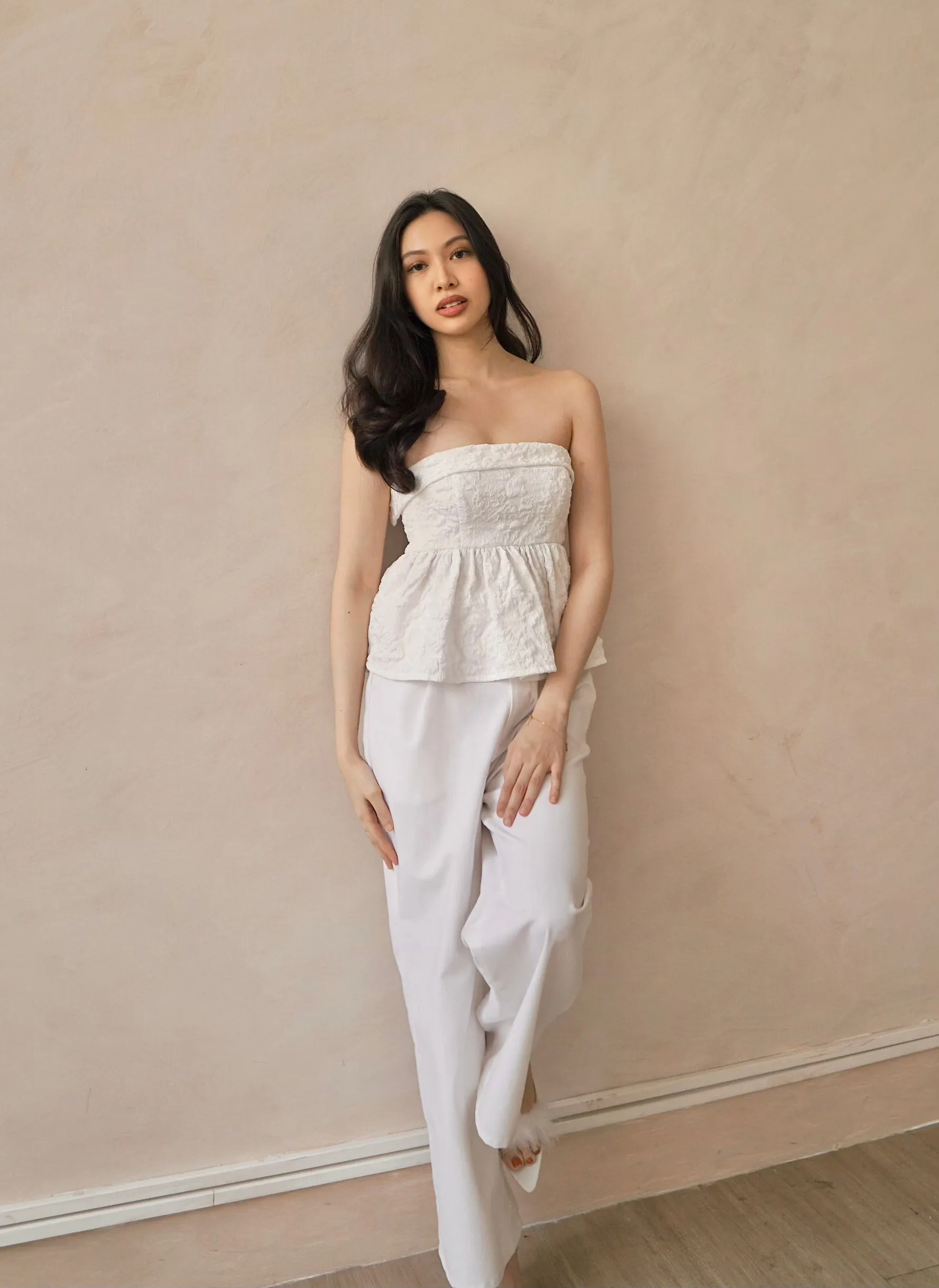 Barbara peplum top (WHITE)