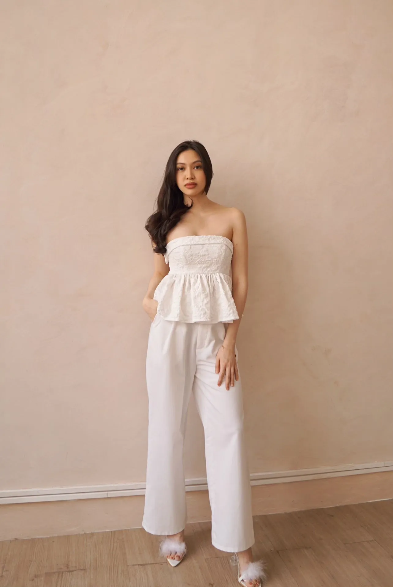 Barbara peplum top (WHITE)