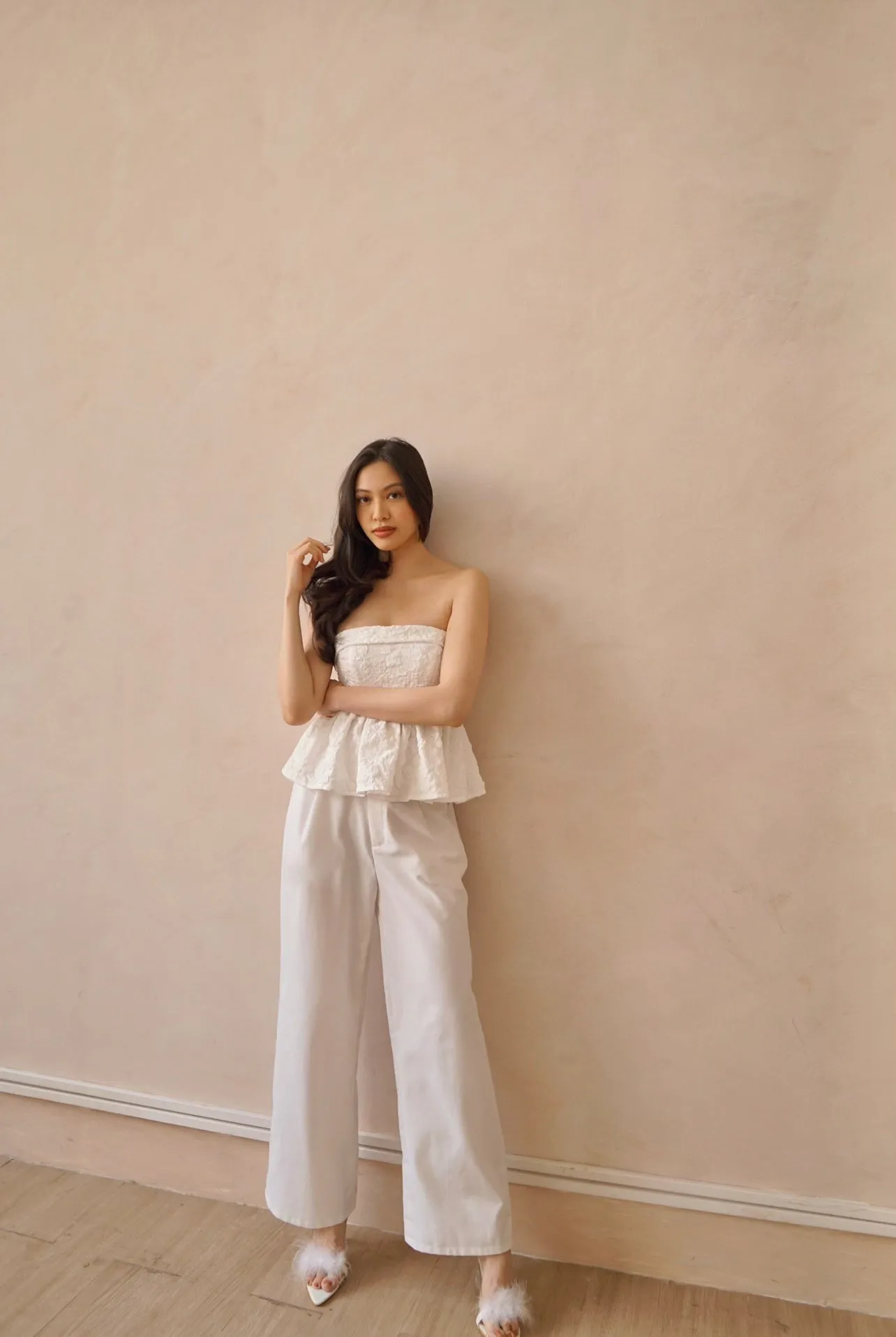 Barbara peplum top (WHITE)