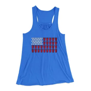 Beer Pong American Flag Women's Flowey Tank Top