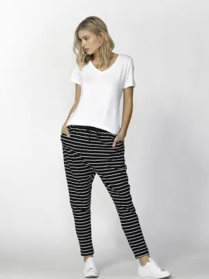 Betty Basics : Jade Relaxed Fit Pants : Black & White Stripe