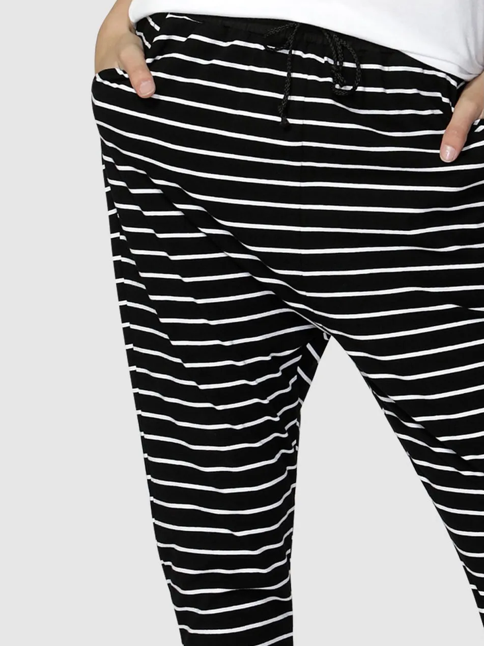 Betty Basics : Jade Relaxed Fit Pants : Black & White Stripe