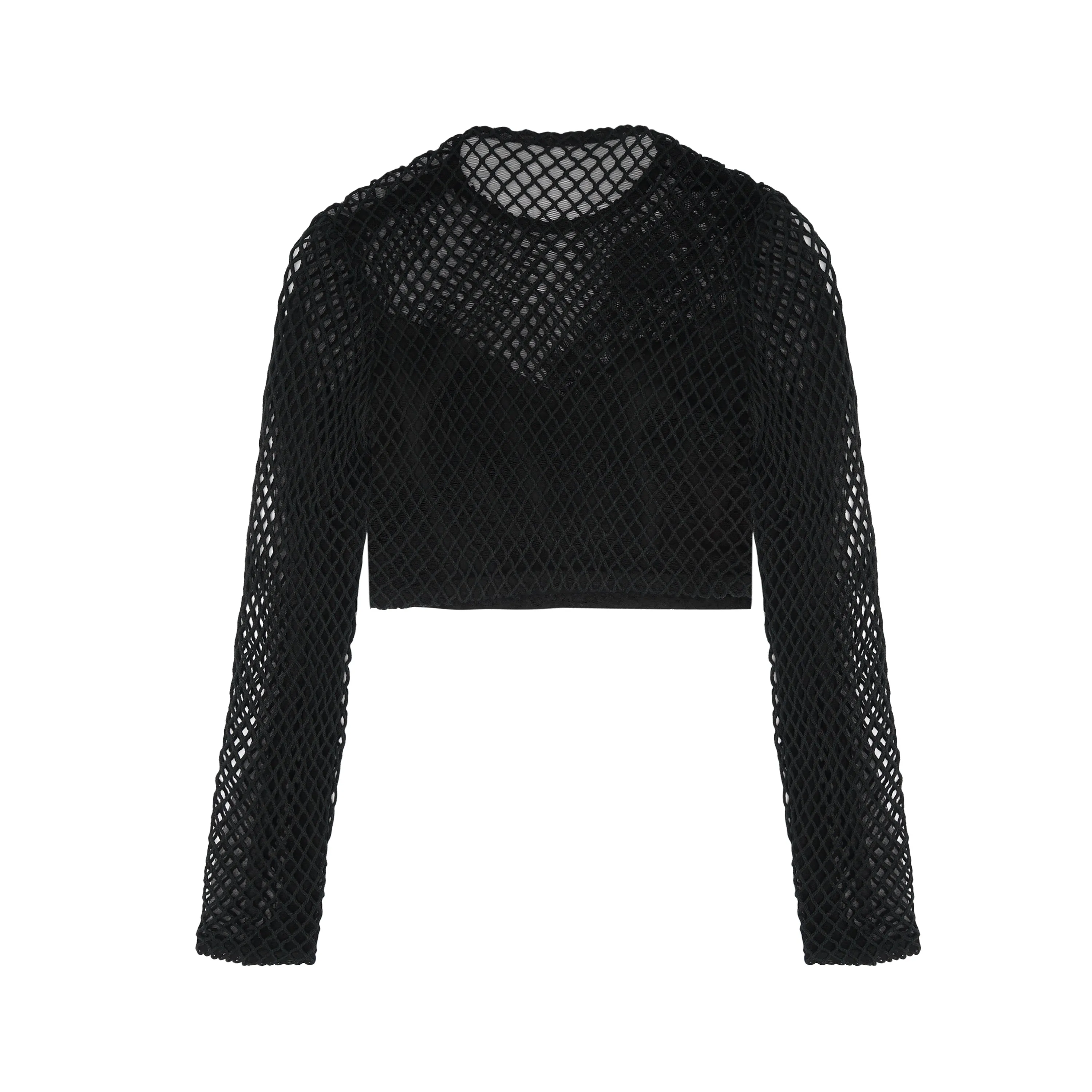 Black Crop with Mesh & Lace