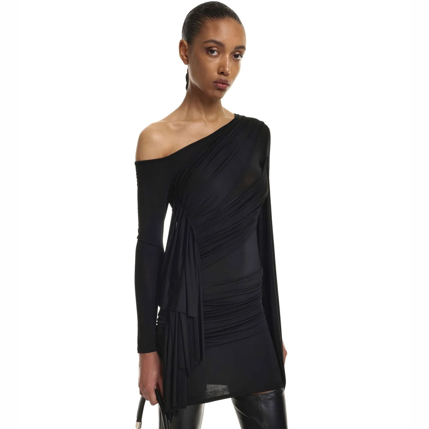 Black Draped Mini Dress Regular Price