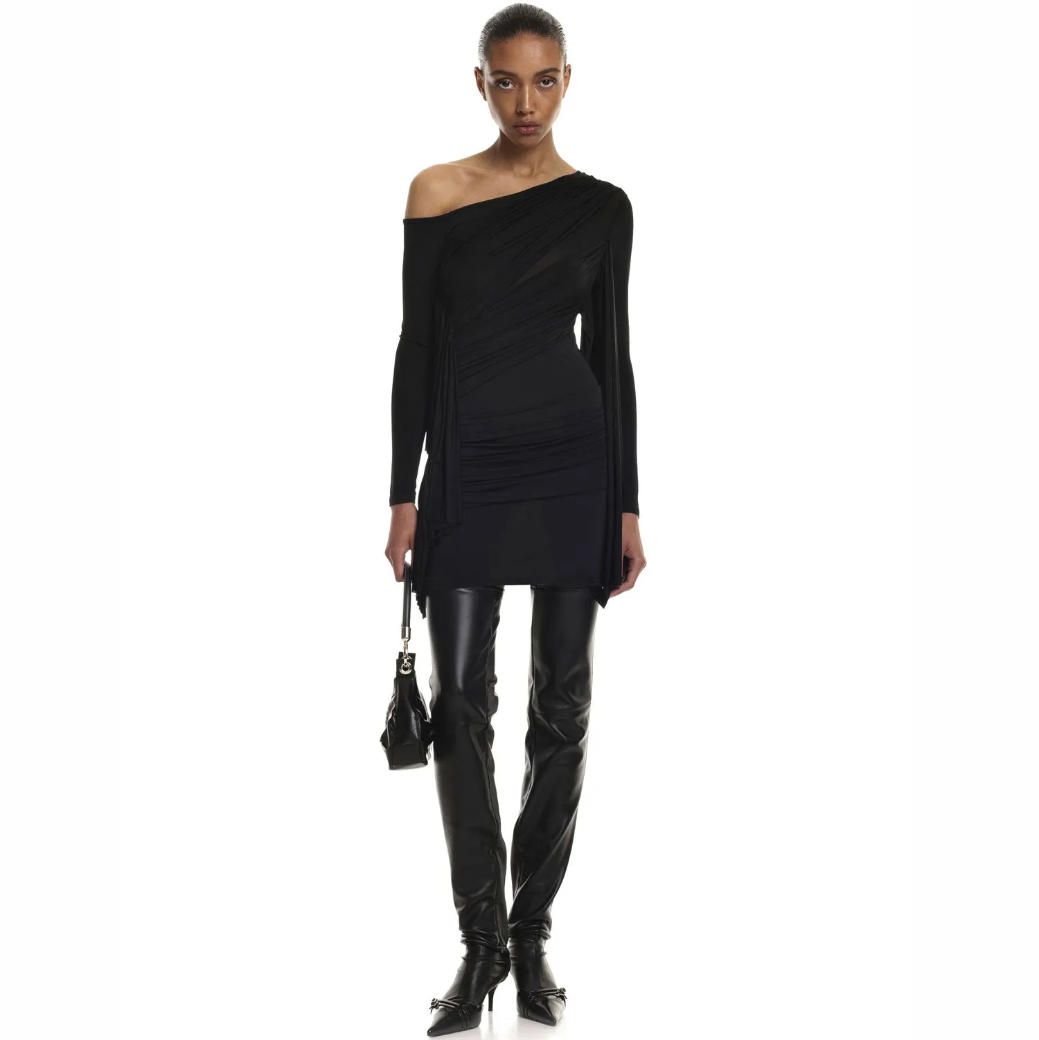 Black Draped Mini Dress Regular Price