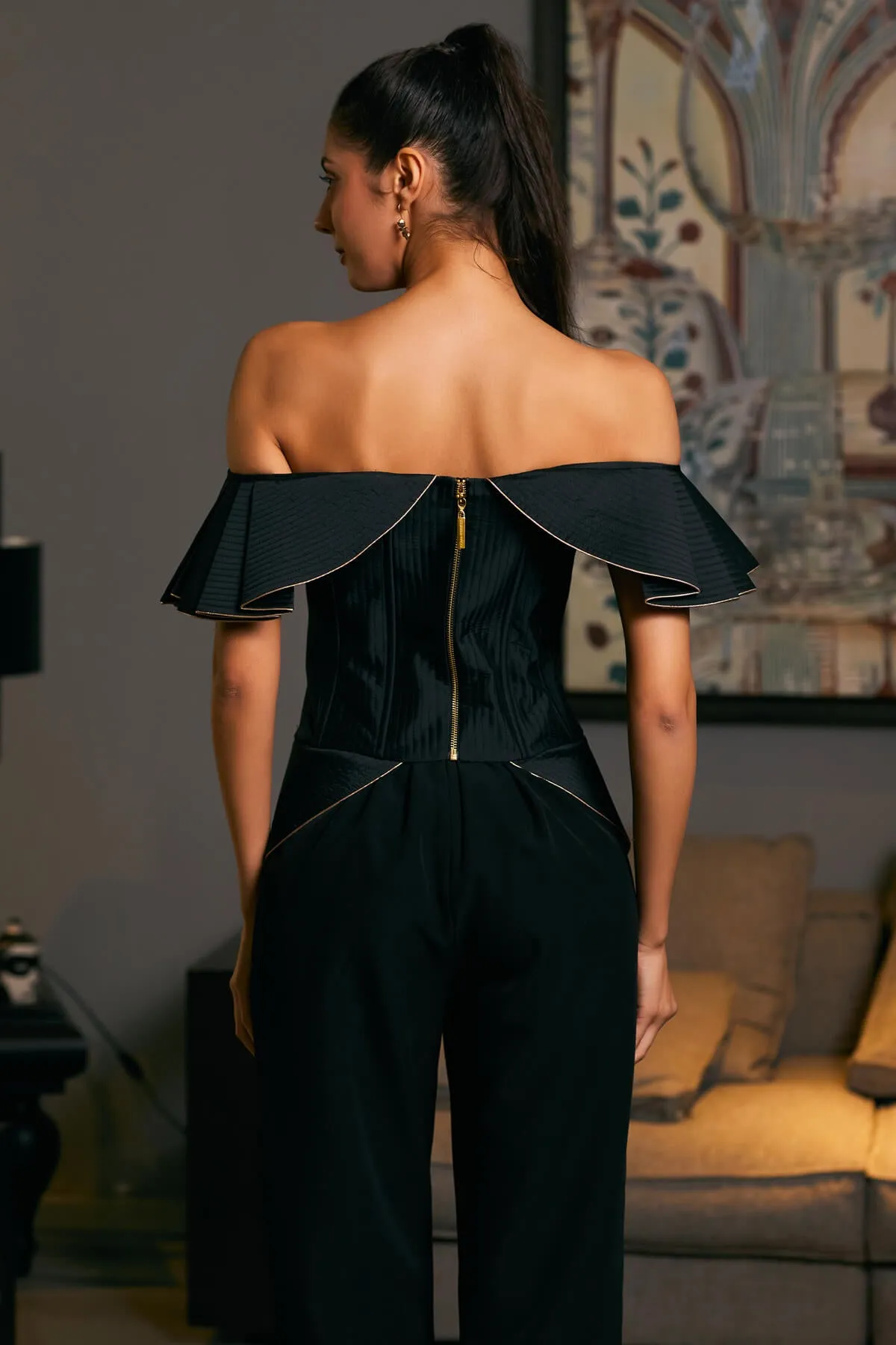 Black quilted structural corset