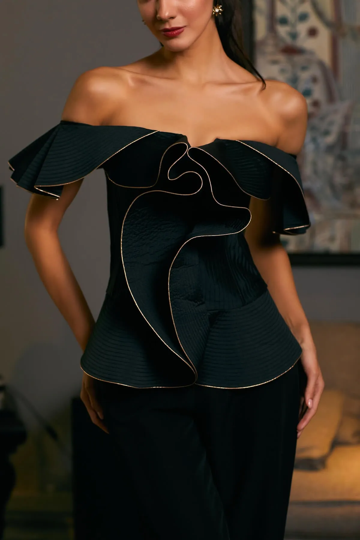 Black quilted structural corset