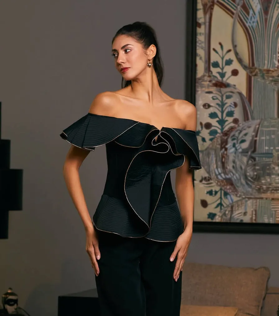 Black quilted structural corset