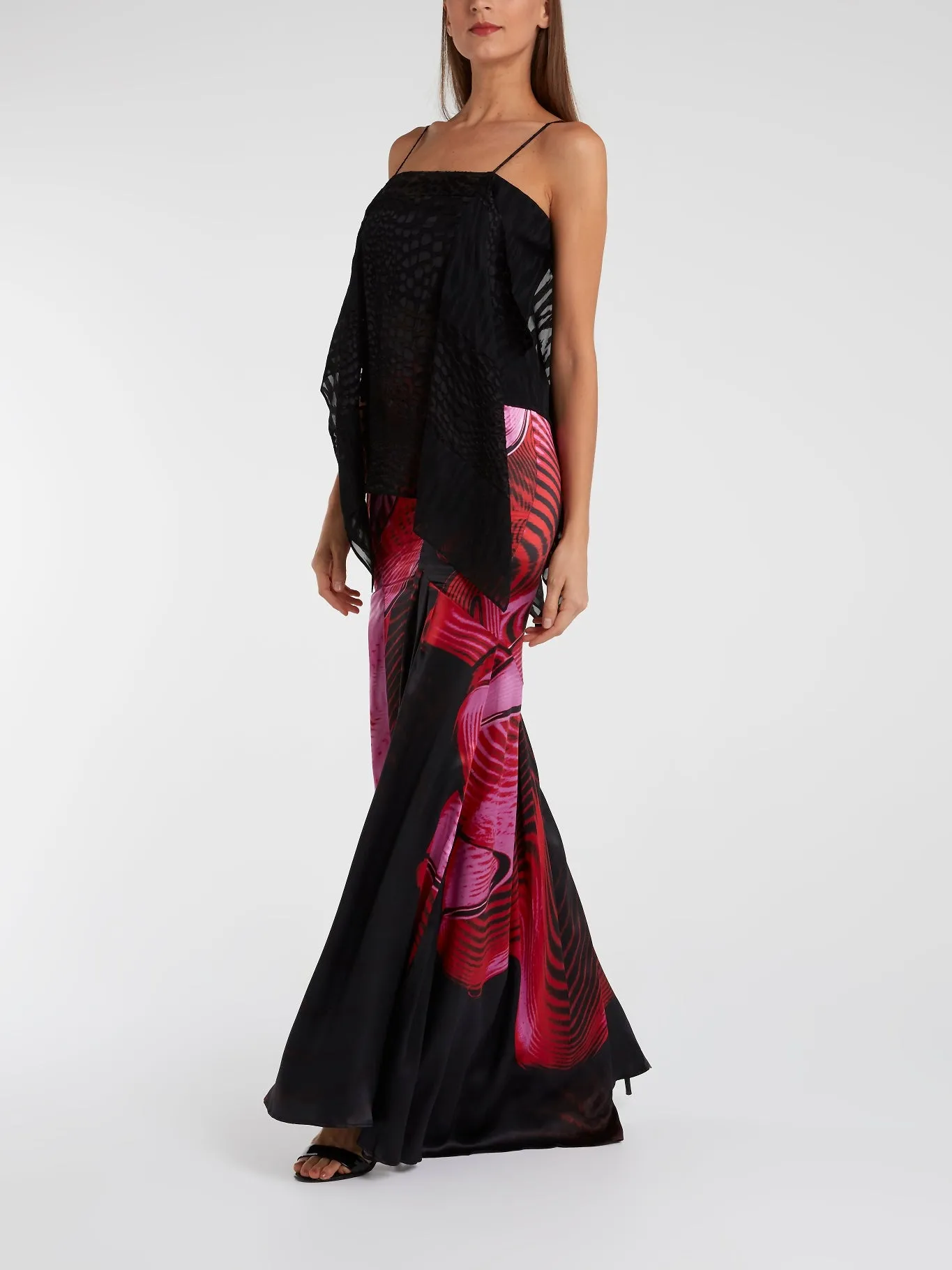 Black Reptilian Drape Top