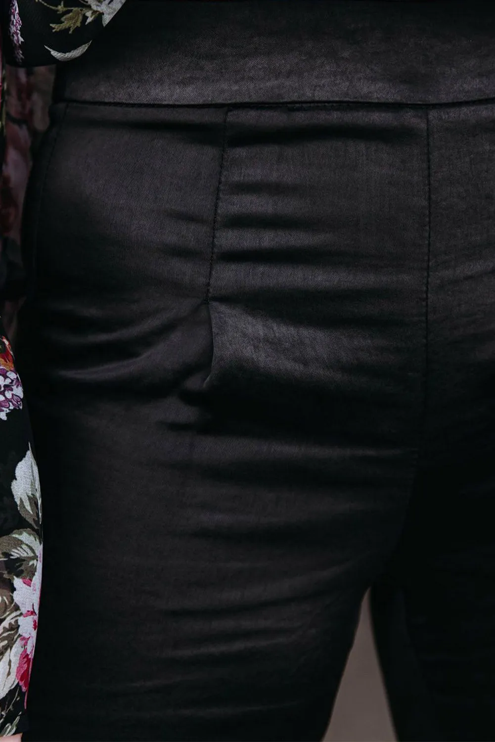 Black Satin Flared Pants