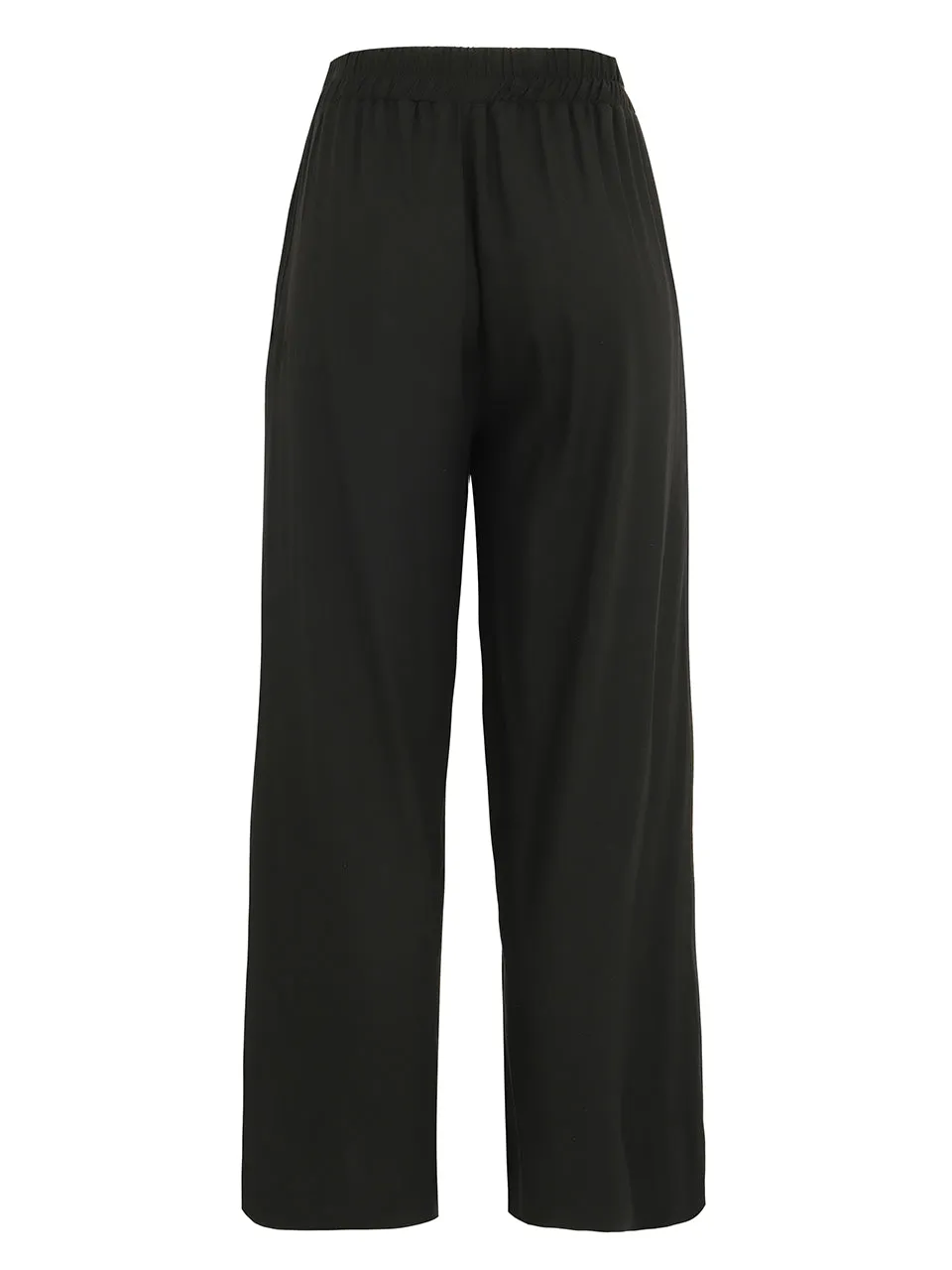Black Straight Crop Leg Pants w/ Pockets