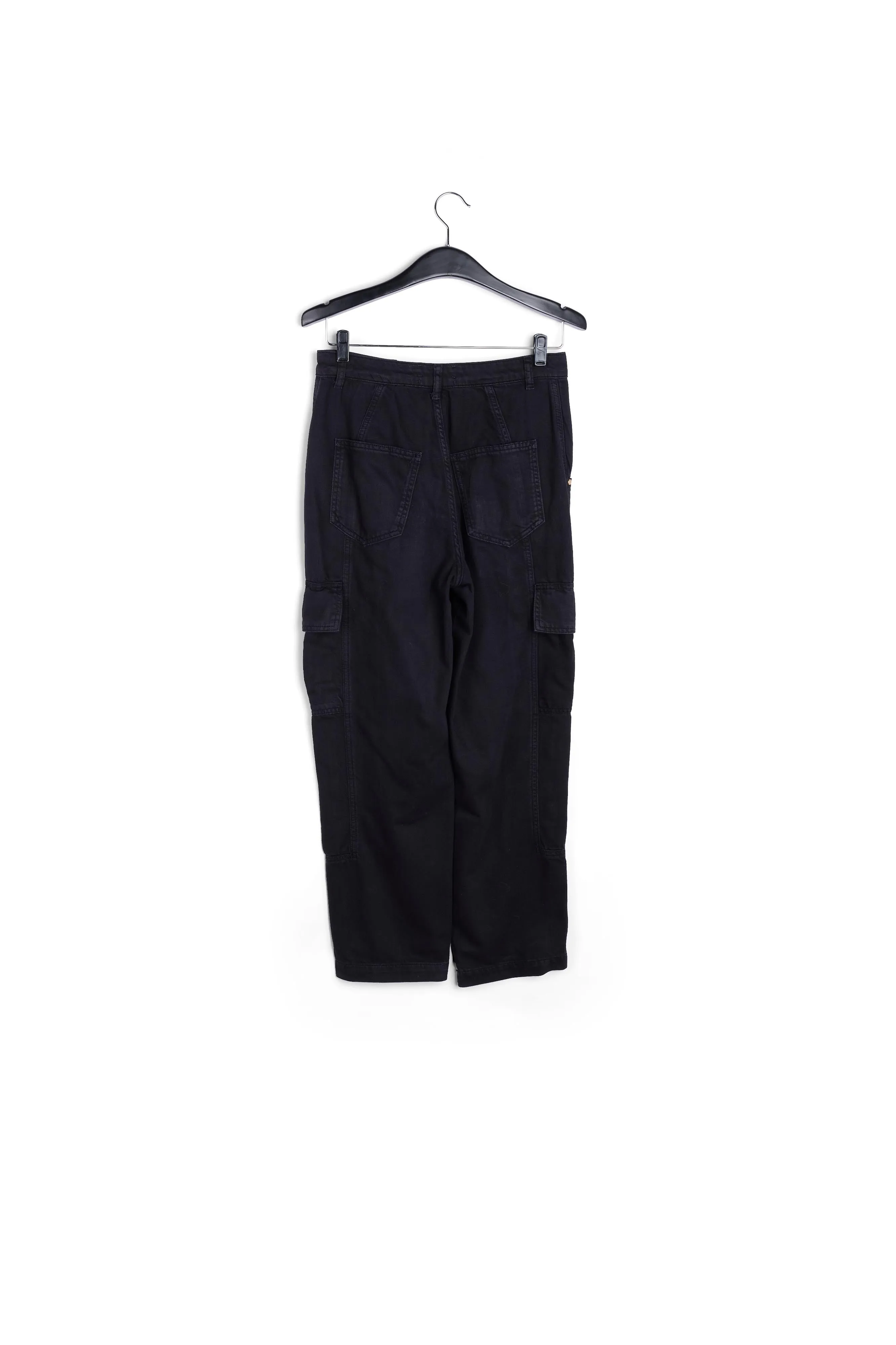 Black straight-leg cargo jeans