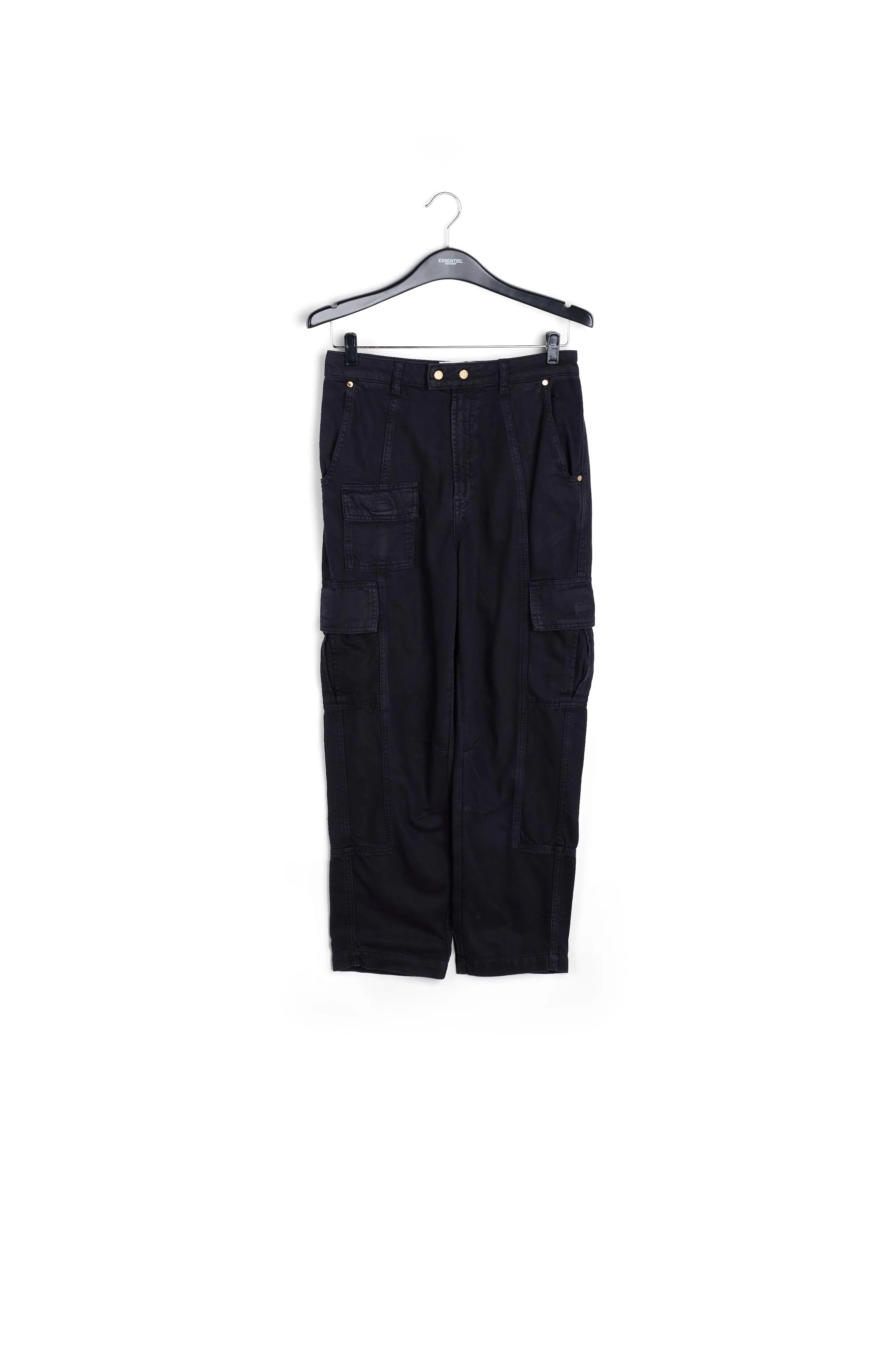 Black straight-leg cargo jeans
