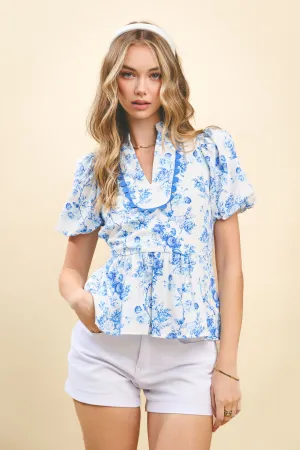 Blue Floral Top
