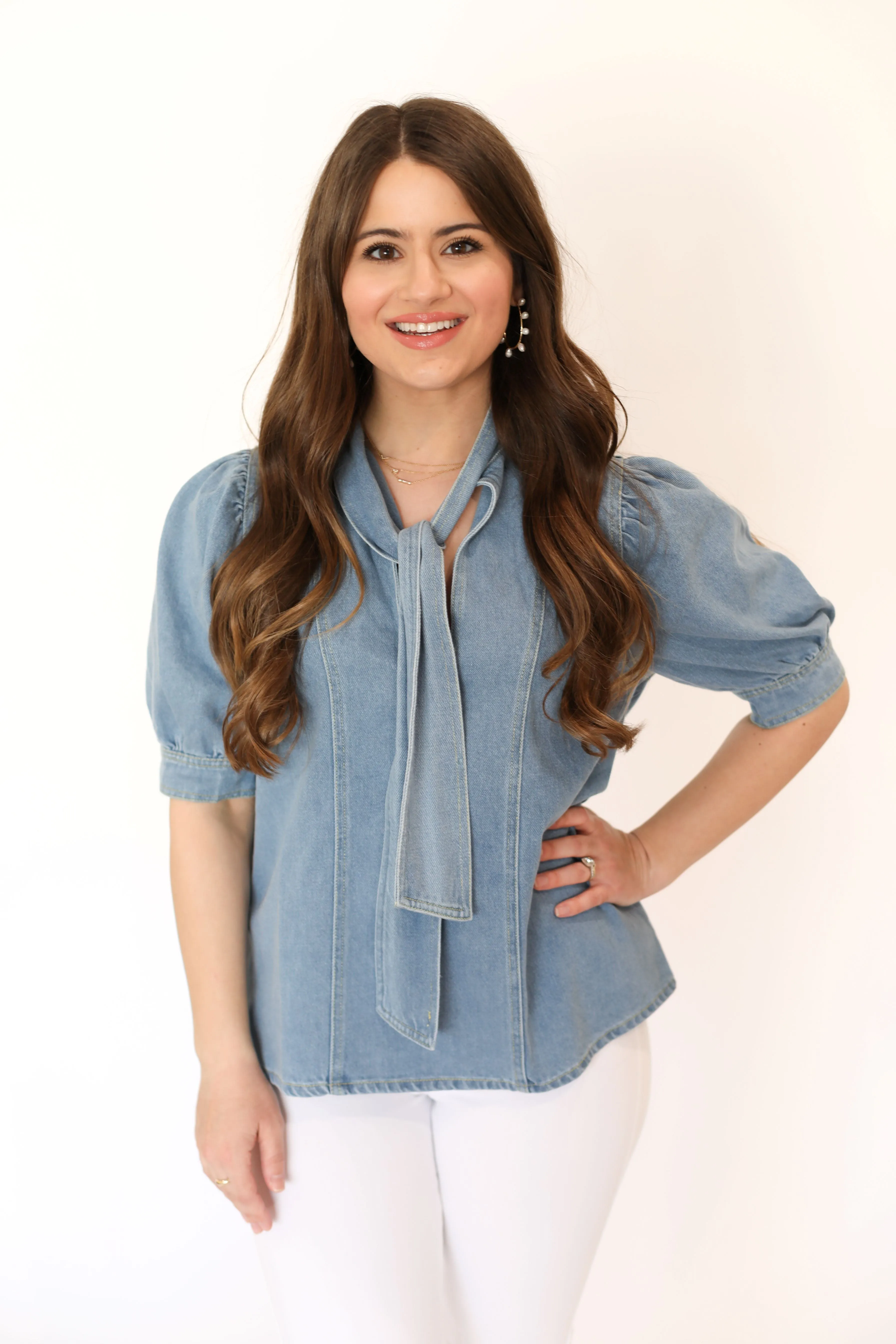 Blue Jean Bow Top