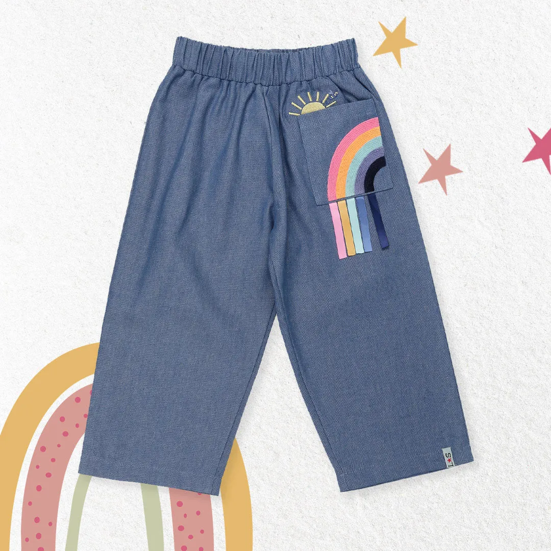 Blue Rainbow Applique Trousers