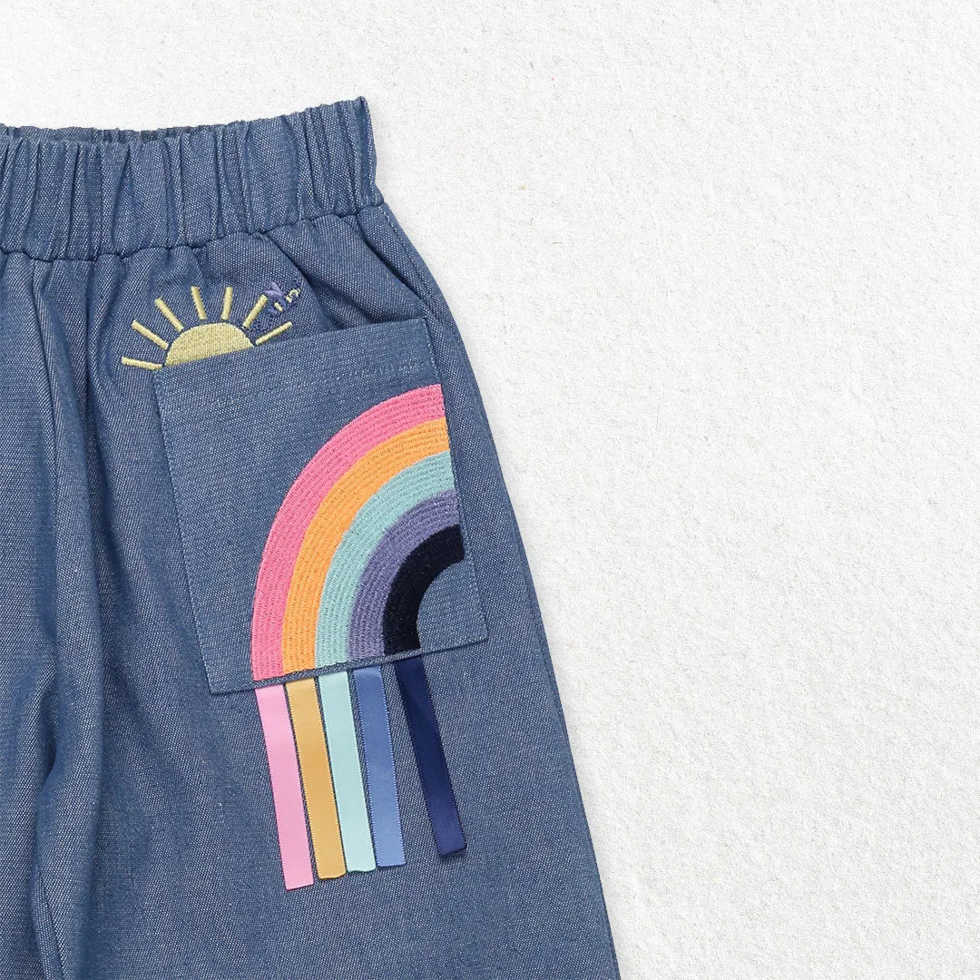 Blue Rainbow Applique Trousers