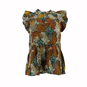 Blusa Mainstrio Mangas Cortas Estampada Peplum P/ Damas