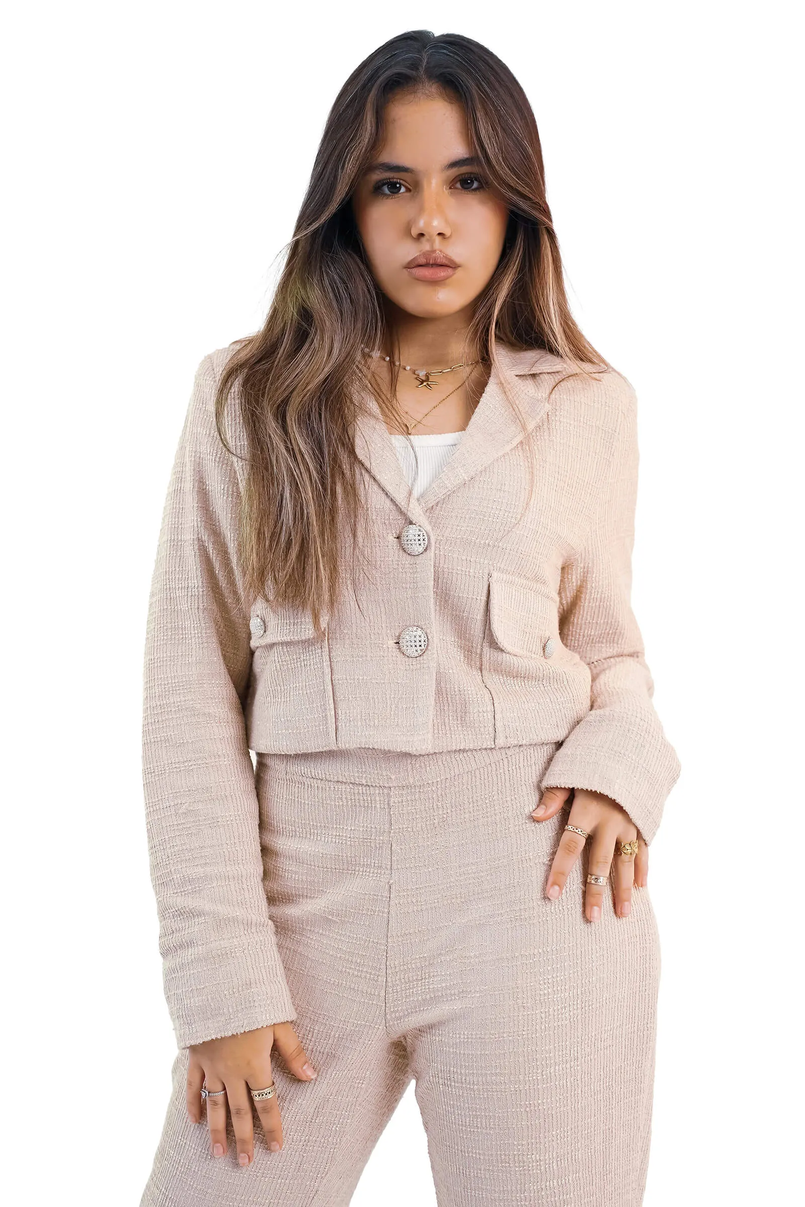 Blush Luxe Tailored Blazer & Wide-Leg Pants Set