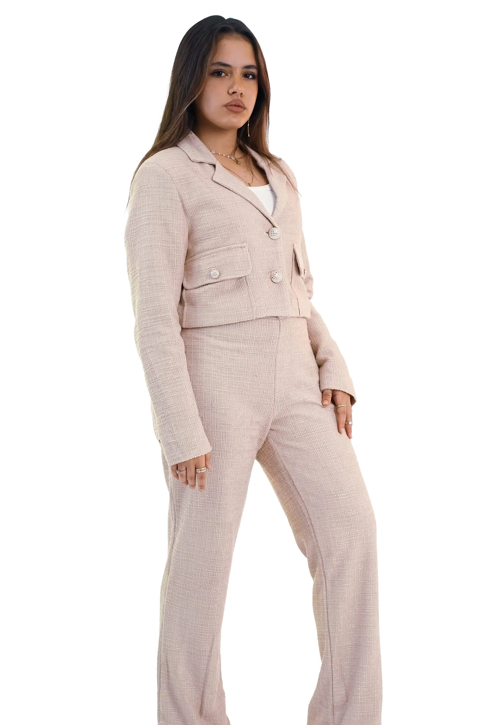 Blush Luxe Tailored Blazer & Wide-Leg Pants Set