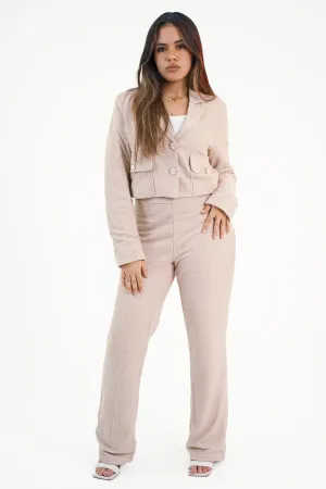 Blush Luxe Tailored Blazer & Wide-Leg Pants Set