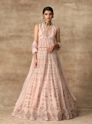 Blush Pink Peplum Lehenga Set