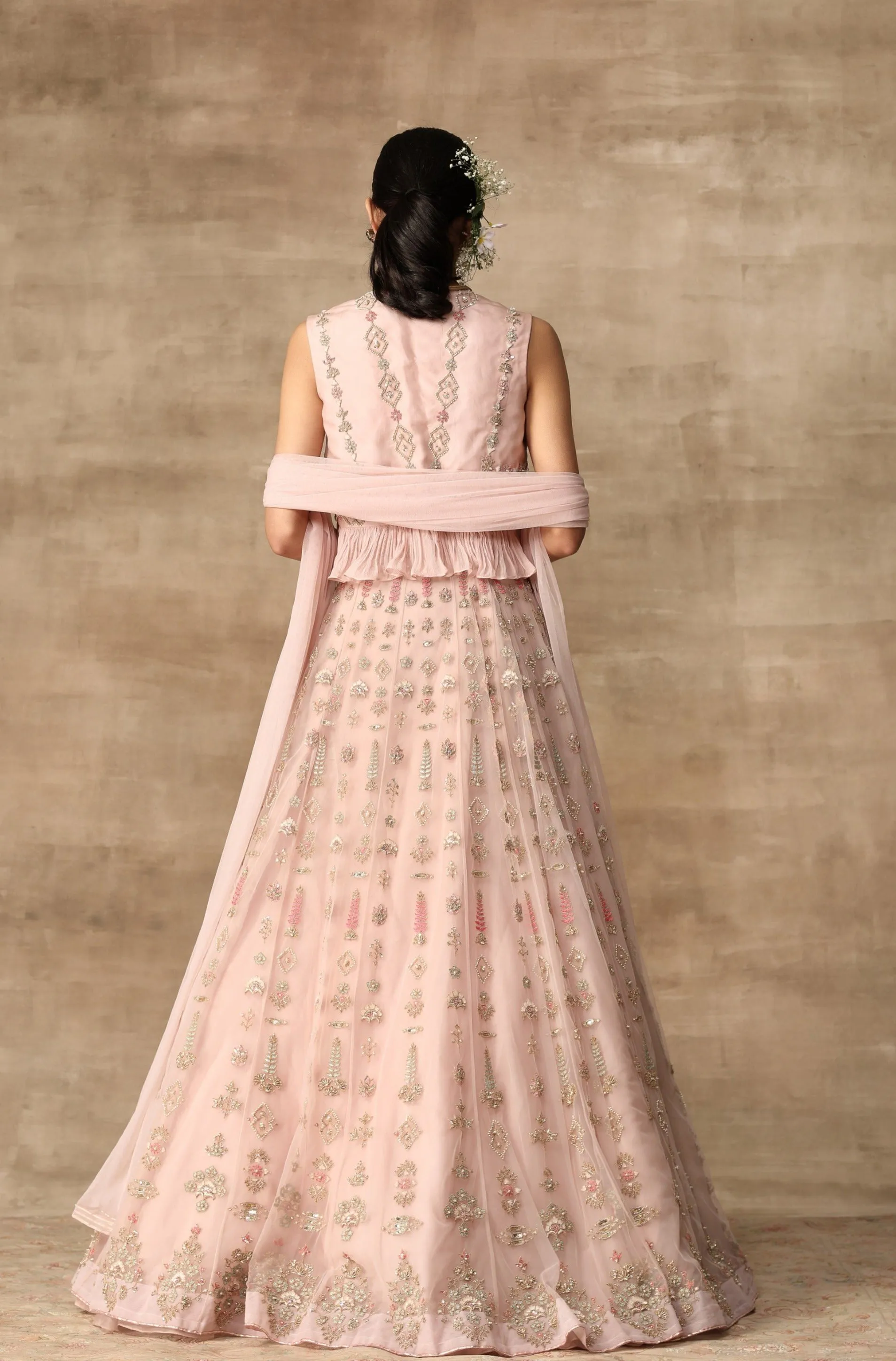 Blush Pink Peplum Lehenga Set