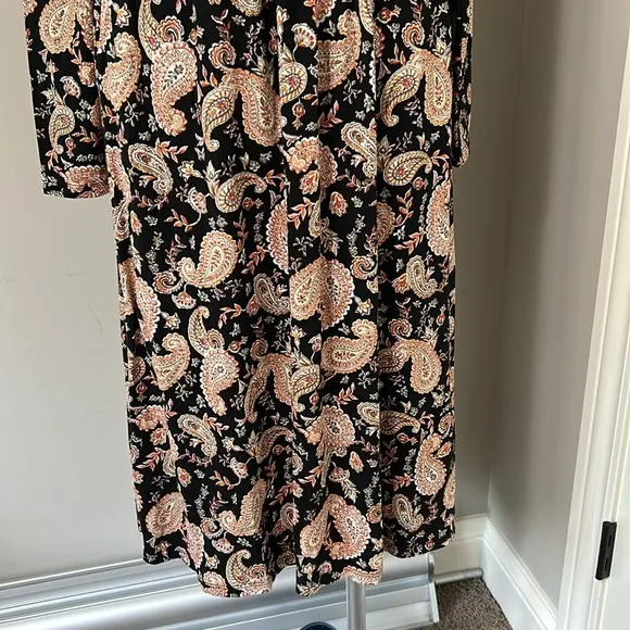 BODEN ABIGAIL JERSEY DRESS BLACK PAISLEY PASSION Long Sleeves Pocket 10 Long NEW
