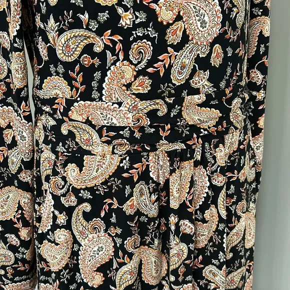 BODEN ABIGAIL JERSEY DRESS BLACK PAISLEY PASSION Long Sleeves Pocket 10 Long NEW