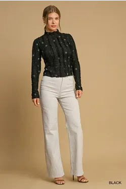Bow Print Fitted Top
