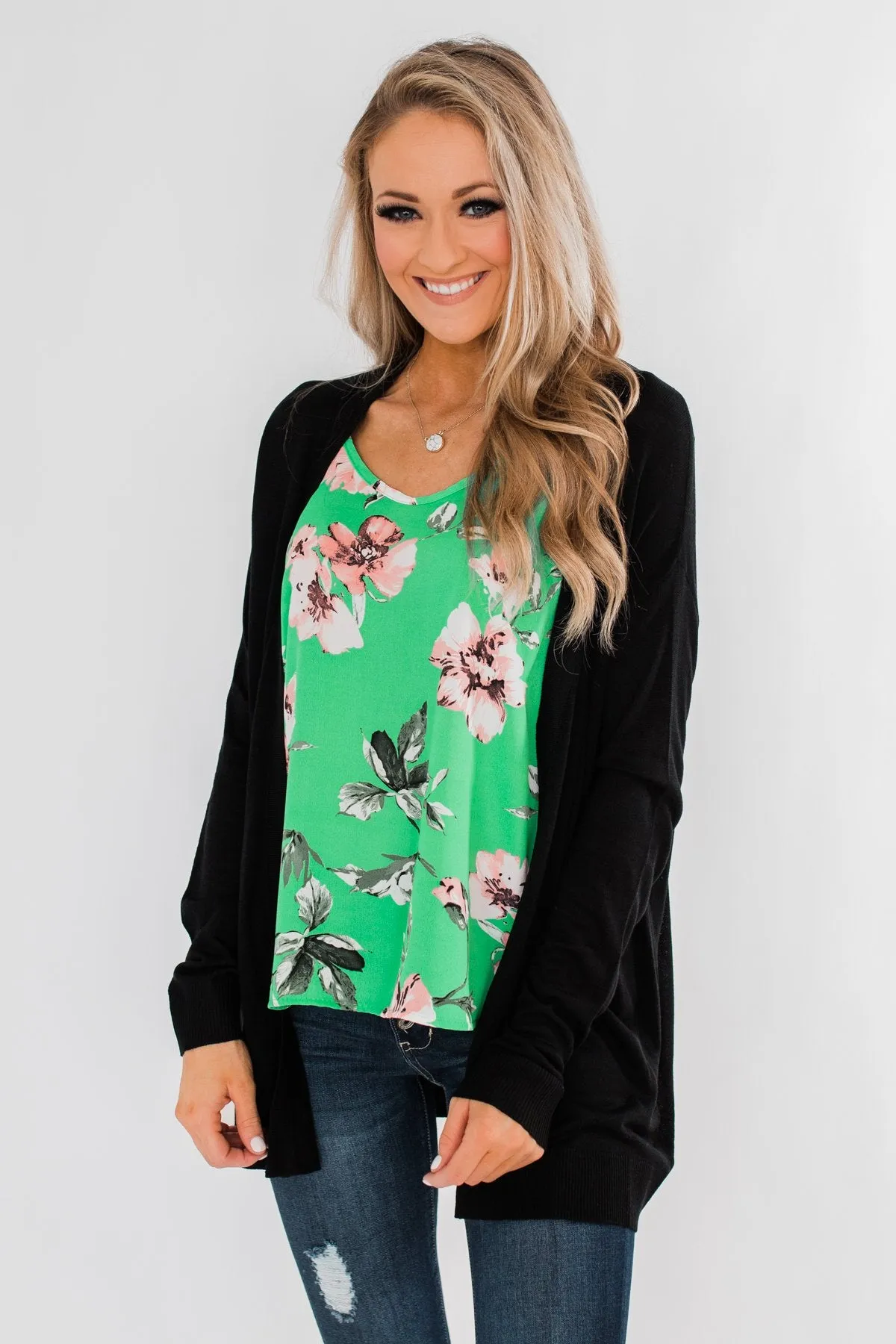Breathtaking in Floral Tank Top- Emerald Green