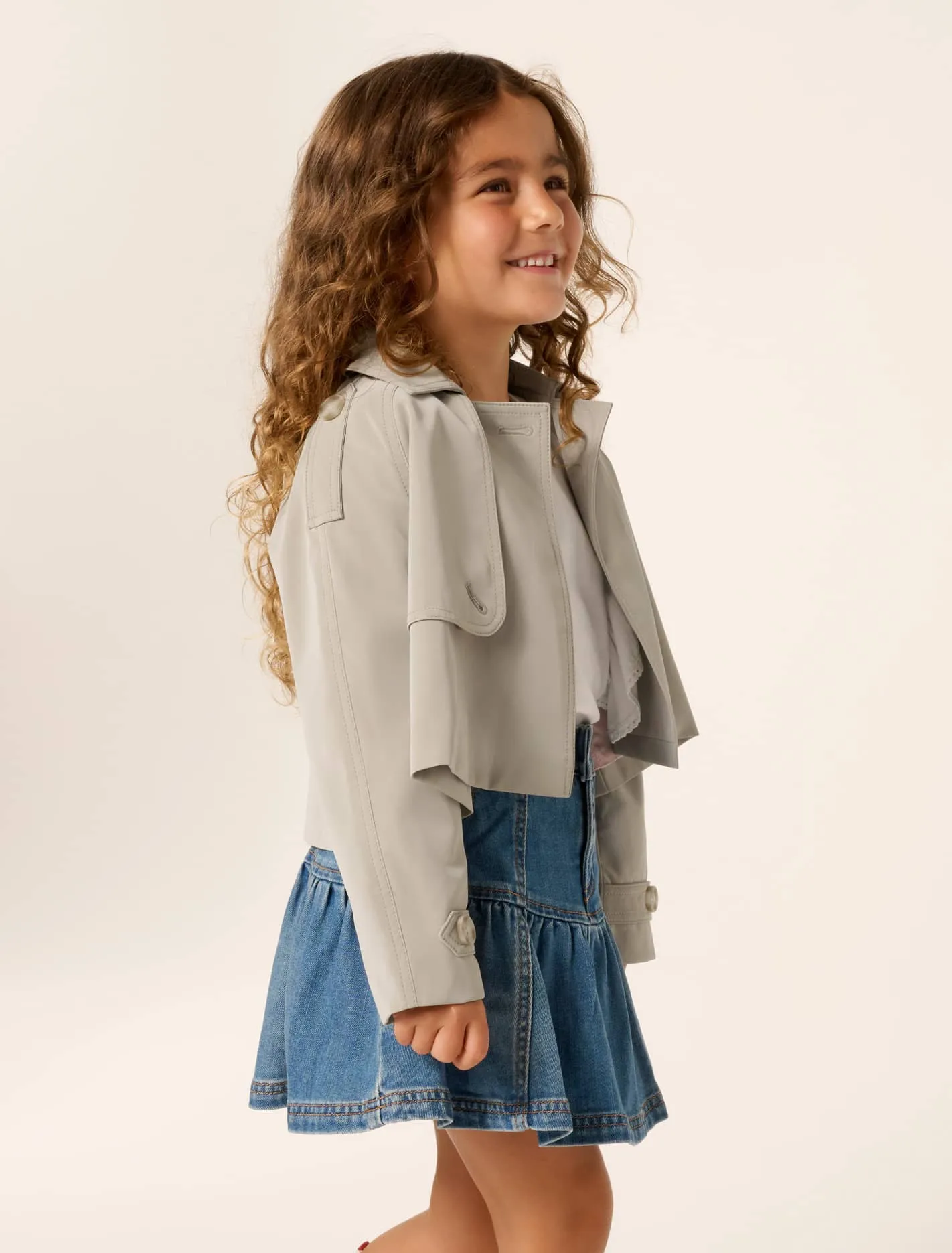 Brielle Girls Cropped Trench Coat