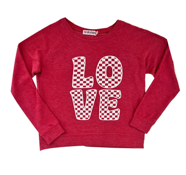 Brokedown Clothing Women's Love Checkered Sweatshirt