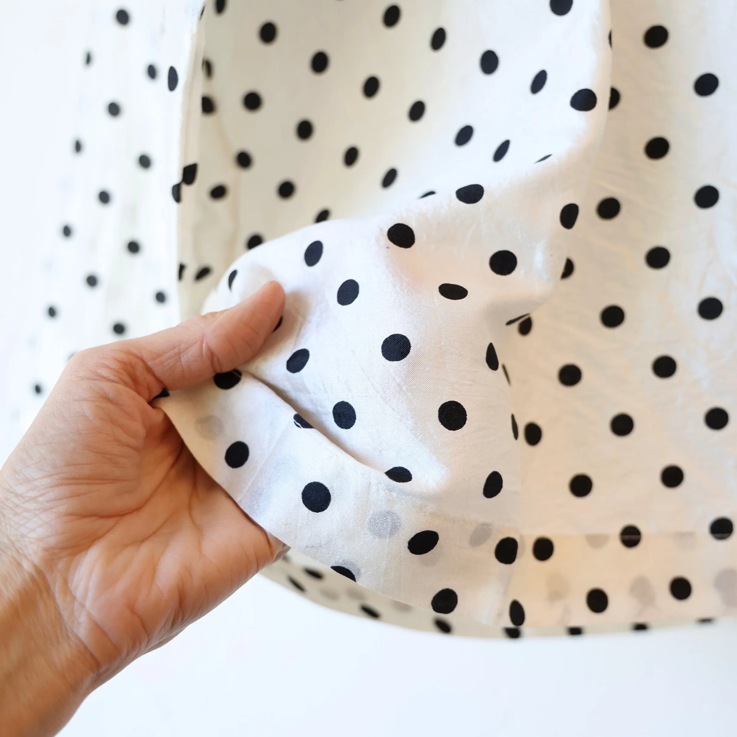 Bunon Sailor Collar Silk Shirt - Black/Cream Polkadot